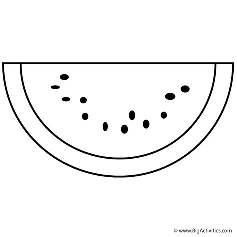 Watermelon Slice - Coloring Page (Fruits and Vegetables) Fruits To Draw, Fruit Templates Free Printable, Fruits Template, Watermelon Template Free Printable, Watermelon Printable Free, Watermelon Coloring Page Free Printable, Watermelon Template, Watermelon Drawing For Kids, Watermelon Activities For Preschool Free Printable