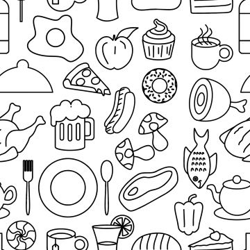 Design Art Graphic Backdrop Background Seamless Pattern Vector Outline Drawings Doodle Drawings