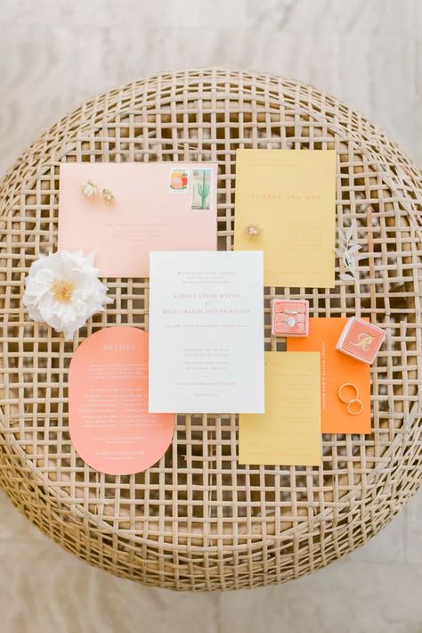 Pink Yellow Weddings, Orange Wedding Themes, Orange And Pink Wedding, Yellow Wedding Invitations, Orange Wedding Invitations, Photo Wedding Invitations, Orange Wedding, Invitation Inspiration, Yellow Wedding