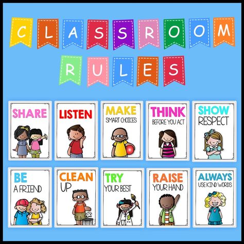 10pcs Classroom Rules A4 Educational Posters Classroom Decoration BB5 Classroom Rules Poster Elementary, Kindergarten Classroom Rules, Preschool Classroom Rules, English Classroom Posters, Class Rules Poster, Welcome To Kindergarten, Classroom Rules Poster, Rules Poster, Posters Classroom