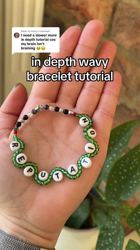 Friendship Bracelet ideas! #erastour #erastourtaylorswift #taylorswift... | Friendship Bracelet | TikTok Bead Bracelet Cute, Friendship Bracelets Unique, Reputation Clay Bead Bracelet, How To Make A Wavy Bracelet, Taylor Swift Bracelets Diy Tutorials, Eras Tour Seed Bead Bracelets, Look Bracelet Ideas, Double Bracelet Tutorial, How To Make Beaded Friendship Bracelets