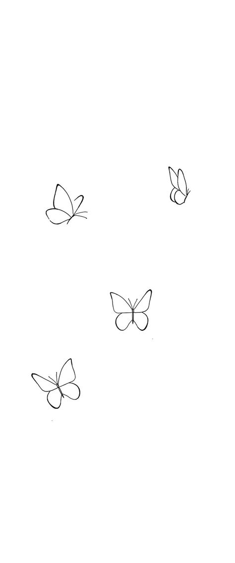 4 Small Butterflies Tattoo, Simple 3 Butterfly Tattoo, How To Draw Small Butterflies, Parents Tattoos Honoring, Simple Butterfly Background, Small Cute Butterfly Tattoos, Dainty Butterfly Drawing, Butterfly Doodle Tattoo, Line Drawing Butterfly Tattoo