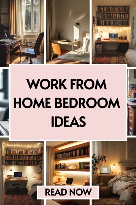 💼🛏️ Need bedroom office ideas that inspire creativity and focus? Check out our article for stylish bedroom office design tips that merge home office decor seamlessly with your personal space. Find your perfect setup now! Study Spare Bedroom, Work From Home Office In Bedroom Cozy, Bedroom Plus Office Ideas, Master Bed Office Combo, Small Boho Bedroom With Desk, Craft Spare Bedroom Ideas, Work From Home In Bedroom, Office Room Apartment, Main Bedroom Office Combo