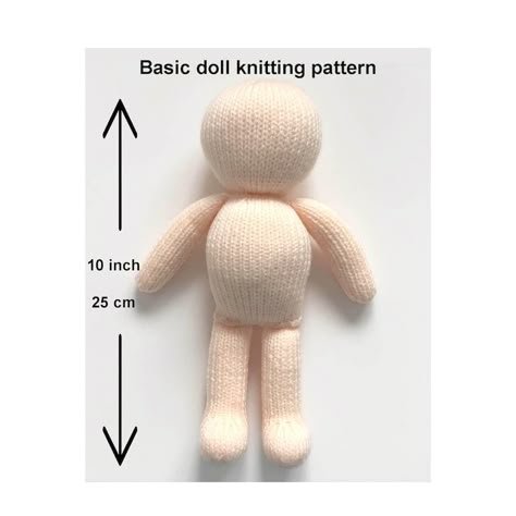 Doll Body Base, Basic Doll Pattern, Knit Baby Doll, Knitted Dolls Free, Cast On Knitting, Knitted Doll Patterns, Baby Doll Toys, Doll Knitting, Body Base