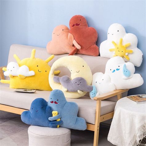 Pillow Photography, Kawaii Pillow, Kawaii Cloud, Cartoon Sun, Nice Dream, Cloud Cushion, Pillow Crafts, Soothing Baby, Bantal Sofa