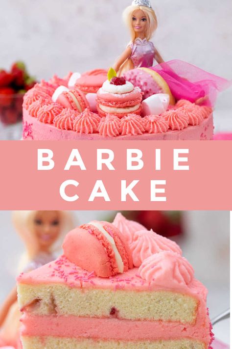 Girl Birthday Cake, Pink Frosting, Perfect Girl, Barbie Cake, Delicious Cake Recipes, The Perfect Girl, Halloween Desserts, Easter Dessert, Fresh Strawberries