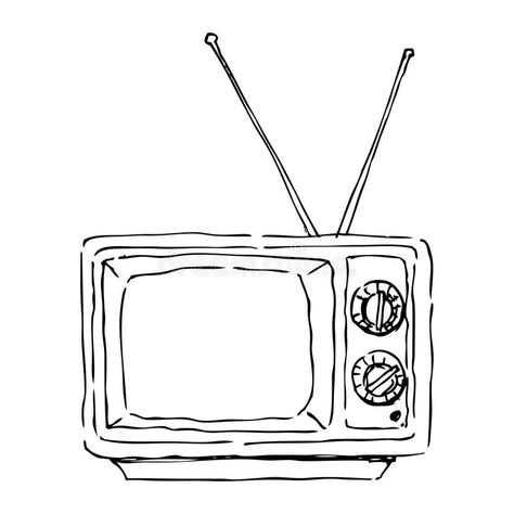 Old tv. Sketch illustration of an old tv. This is the black and white version. U #Sponsored , #paid, #Sponsored, #Sketch, #version, #white, #tv Old Tv Tattoo Design, Old Fashioned Tv Drawing, Old School Tv Drawing, Static Tv Tattoo, Old School Tv Tattoo, Box Tv Drawing, Tv Sketch Drawing, Box Tv Tattoo, Old Tv Reference