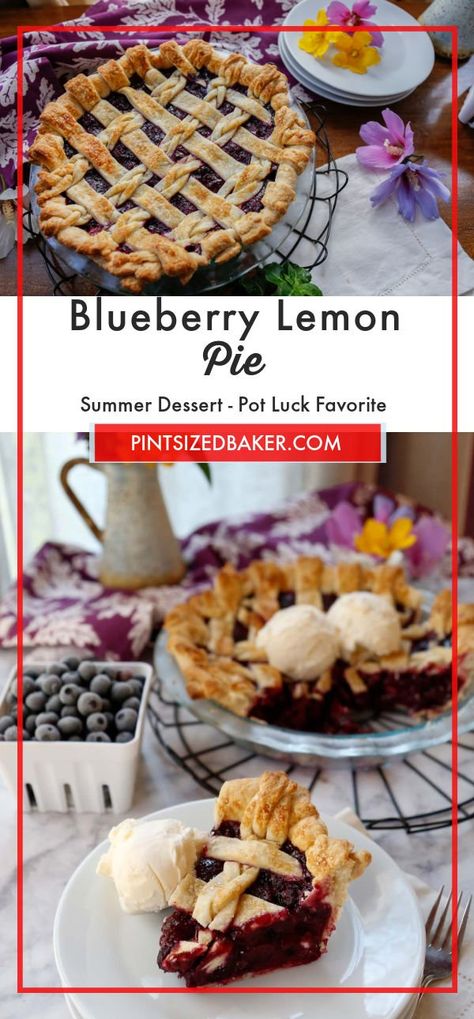 Blueberry Lemon Pie Filling, Lemon Blueberry Pie Recipe, Blueberry Lemon Pie Recipe, Lemon Blueberry Pie, Blueberry Lemon Pie, Blueberry Pies, Homestead Cooking, Bakery Style Blueberry Muffins, Baking Pie