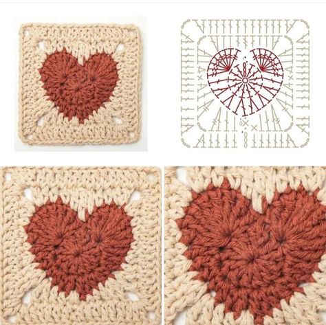 Heart granny square❤😍 - Everything Crochet Crochet Fire Granny Square, Crystal Granny Square, Heart Granny Square Diagram, Free Crochet Heart Granny Square Pattern, Crochet Papel Picado Pattern, How To Crochet A Heart Pattern, Crochet Granny Square Pattern Diagram, Hello Kitty Crochet Square, Crochet Sweater Granny Square Layout