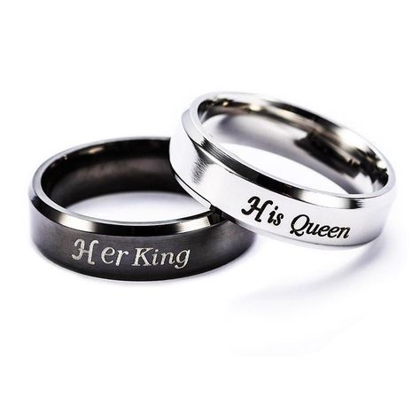 Her King and His Queen Stainless Steel Couple Promise Rings - 30 Day Money Back Guarantee + Free World Shipping! (USA Customers also receive free online order tracking). king rings, queen rings, promise rings for her, promise rings for couples, promise rings for him, couple rings, matching rings, gifts for him, valentine's gifts, valentines day, birthday gifts for boyfriend, birthday gift for girlfriend, couple jewelry Crown Rings, Matching Promise Rings, Bday Gifts For Him, Dazzling Jewelry, Couples Rings, Her King, Rings Gifts, Promise Jewelry, Promise Rings For Him