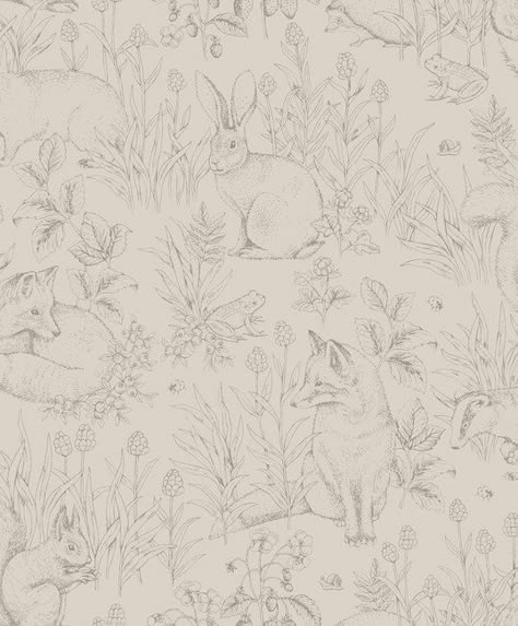 Newbie Wallpaper - Boråstapeter Woodland Nursery Wallpaper, Parchment Wallpaper, Forest Nursery Theme, Woodland Illustration, Checker Wallpaper, Kindergarten Wallpaper, Fiona Walker, Woodland Wallpaper, Newborn Feeding