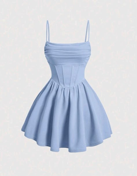 Light Blue Party Dress Short, Cute Dresses Blue, Cute Summer Dresses Short, Short Cute Dresses, Blue Outfits Ideas, Blue Dress Simple, Short Dresses Blue, Simple Dresses Casual, Blue Homecoming Dresses Short