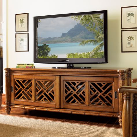 Tommy Bahama by Lexington Home Brands Island Estate Nevis Media Console with Optional Hutch - Entertainment Centers at Hayneedle Swivel Tv Stand, Swivel Tv, British Colonial Decor, Rustic Tv Stand, British West Indies, Tommy Bahama Home, Lexington Home, Solid Wood Tv Stand, Wood Tv Stand