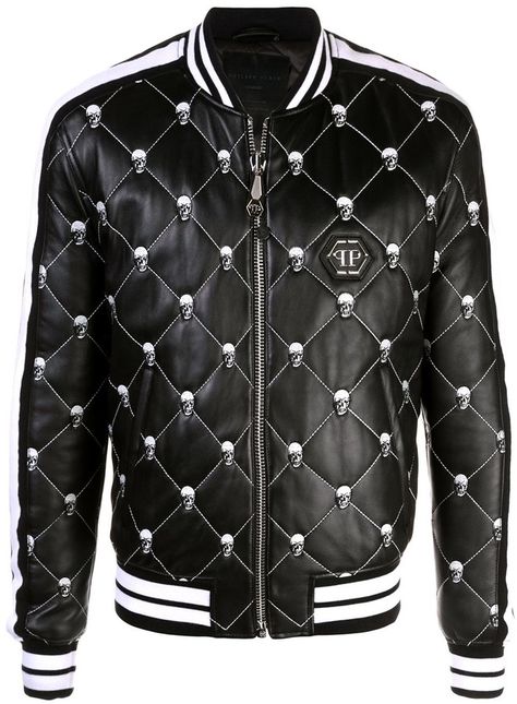 Skull quilted leather bomber jacket Philip Plein, Black Skull, Black Skulls, Oakland Raiders, Philipp Plein, Quilted Leather, Winter Clothes, Mens Street Style, Look Cool