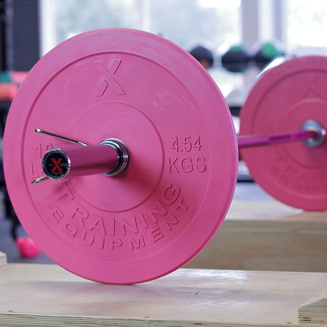 High-Quality Rubber Bumper Plates - 15LB Pink Pair - X Training Fitness Wallpapers, 60 Aesthetic, Dream Gym, Dream Home Gym, Gym Wallpaper, Stainless Steel Collar, Pink Gym, Strength Training Program, Battle Ropes