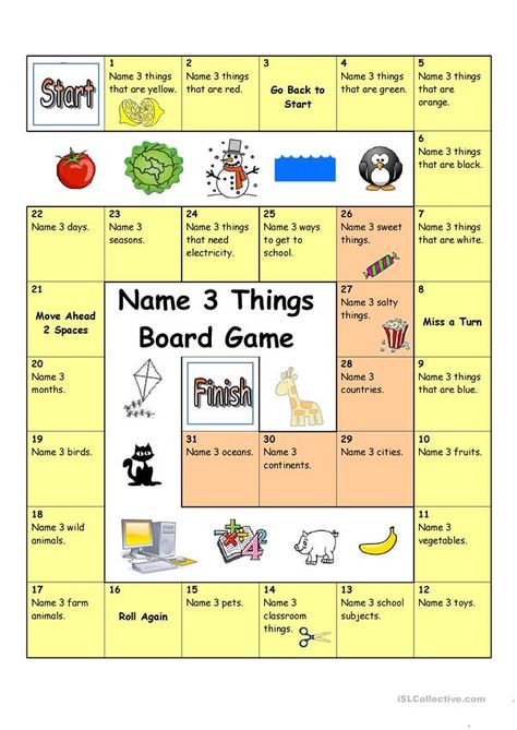 Name 5 Things Game, Esl Board Games, Speaking Games, Board Games Diy, Game Name, Esl Games, English Games, Speaking Activities, Vocabulary Games