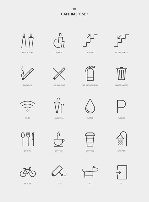 30 Amazing Pictogram Designs For Inspiration – Bashooka Pictograms Design, Wc Icon, Cafe Signage, Pictogram Design, Coffee Icon, Cafe And Restaurant, Way Finding, Sign System, Icon Design Inspiration