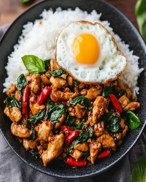 20 Minute Thai Basil Chicken Recipe – Quick & Flavorful - optimal recipes Recipes With Chicken And Basil, Thai Chicken Basil Recipes Stir Fry, Thai Basil Chicken Healthy, Easy Thai Recipes Chicken, Thai Minced Chicken With Basil, Authentic Thai Basil Chicken Recipe, Ground Chicken Basil Recipes, Thai Ground Chicken Recipes, Bubba Gump Recipes