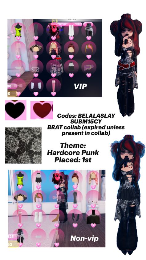 Anyone is free to use this outfit ! Hardcore Outfits, Outfit Hacks, Punk Dress, Hardcore Punk, Dress To Impress Outfits, Custom Theme, Punk Outfits, Roblox Codes, Game Ideas