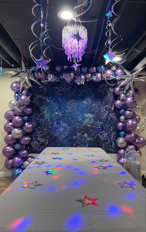 Zodiac Decorations Party, Zodiac Sign Birthday Party, Galaxy Birthday Party Ideas Space Theme, Capricorn Themed Birthday Party, Zodiac Theme Party Decoration, Zodiac Themed Birthday Party, Zodiac Birthday Theme, Pisces Birthday Party Theme, Libra Party Theme