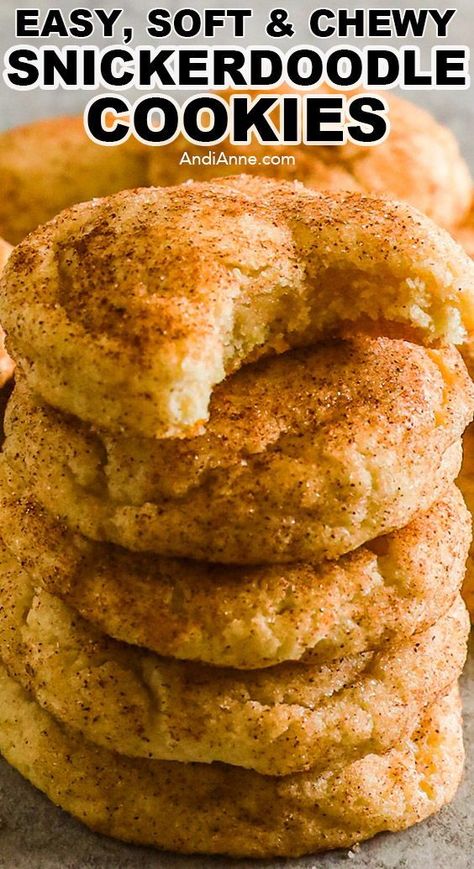 We love these easy soft and chewy snickerdoodle cookies. They're a white soft dough on the inside with a slightly crunchy cinnamon sugar outside. The perfect cookie to share at a cookie exchange during christmas or the holidays, or any other time of the year. Chewy Christmas Snickerdoodles, Snickerdoodle Cookies Sallys Baking, The Best Snickerdoodles Recipe Ever, Quick And Easy Snickerdoodle Cookies, Disneyland Snickerdoodle Cookies Recipe, Snickers Doodle Cookies, Best Ever Snickerdoodle Cookies, Gooey Snickerdoodle Cookies, Cinnamon Snickerdoodle Cookies