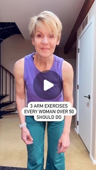 Kim | Menopause Fitness Specialist on Instagram: "Three arm exercises every woman over 50 should do:

Biceps curls.

Triceps kickbacks.

Shoulder press.

Do 10 reps, 3 rounds, 2-3 days a week. 

Use weights that challenge you — meaning it is hard to finish the last couple of reps. 

Save this post to refer back to and rock those sleeveless tops! 
.
.
.
.
.
.
.
.
.
.
#menopausefitness #menopausetips #postmenopause #womenover60 #womenover50 #midlife #midlifehealth #activeaging #strengthtrainingforwomen #agingwell #agesmart #agesmarter #thisis67" 3 Exercises A Day, Easy Fitness Over 50, Arm Exercises Women, Toning Arms, Upper Arm Exercises, Resistance Band Ab Workout, Arm Exercises With Weights, Osteoporosis Exercises, Weights Workout For Women