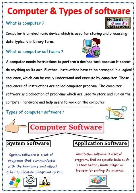 computer and types of software-printable sheet -specially made who loves computer science Computer Science Knowledge, Computer Hardware And Software, Bsc Computer Science Notes, Computer Skills Learning, Computer Poster Design, Computer Science Notes, Cat Notes, Basic Computer Course, Analog Computer