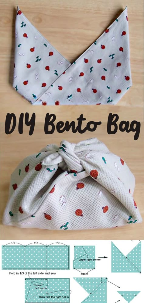 Easy Bento Bag Tutorial Linen Bento Bag Pattern, Sewing Market Bag, Bento Box Bag Pattern, Bento Bags Pattern, Japanese Bag Sewing Patterns, Japanese Sewing Projects, Bento Bread Bag, Sourdough Bread Bag Pattern, Diy Kitchen Towels Sew