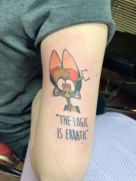 Ferngully Hexxus Tattoo, Old Movie Tattoo, Good And Bad Tattoo Ideas, 90s Movie Tattoos, Batty Koda Tattoo, Fievel Tattoo, Childhood Movie Tattoos, Funny Cartoon Tattoos, Batty Ferngully Tattoo