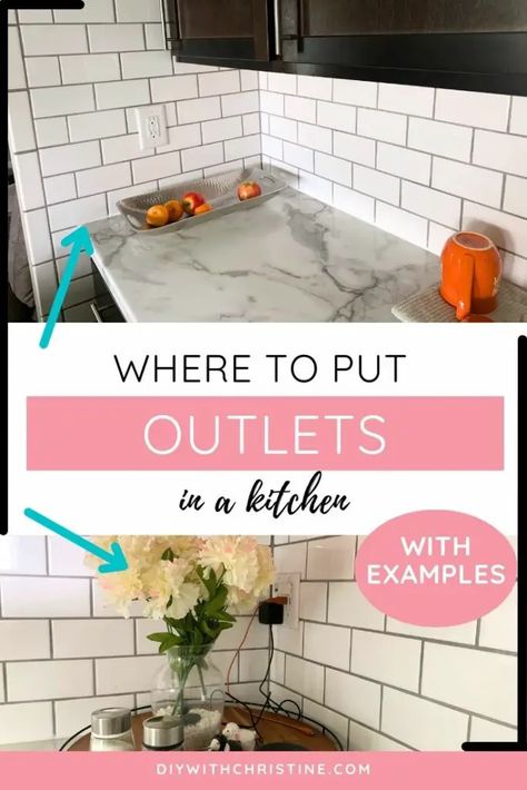 Power Outlets In Kitchen, Mantle Outlets, Outlets In Pantry, Where To Put Outlets In Kitchen, Kitchen Power Outlet Ideas, Hiding Kitchen Outlets, Electric Outlets In Kitchen, Hide Kitchen Outlets, Where To Put Outlets In A New House