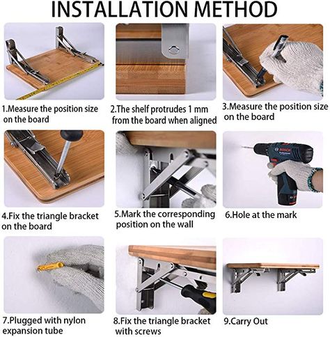 Collapsible Shelves, Folding Shelf Bracket, Diy Space Saving, Folding Shelf, Folding Workbench, Heavy Duty Shelf Brackets, Diy Space, Triangle Shelf, Scaffold Boards