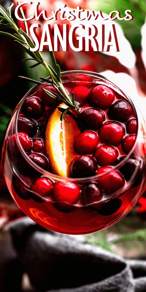 Try Sangria for your next Christmas Punch! Dry red wine, Grand Marnier, fresh cranberries, and fresh citrus make this the perfect recipe for Christmas! With a bold, refreshing taste and striking, fruit-studded presentation, this easy recipe will bring mega holiday vibes to your celebration. Red Sangria Recipes Easy, Sweet Sangria Recipe, Wine Punch Recipes, Christmas Sangria Recipes, Fun Beverages, Frozen Sangria, Cocktails For Christmas, Citrus Sangria, Cranberry Sangria