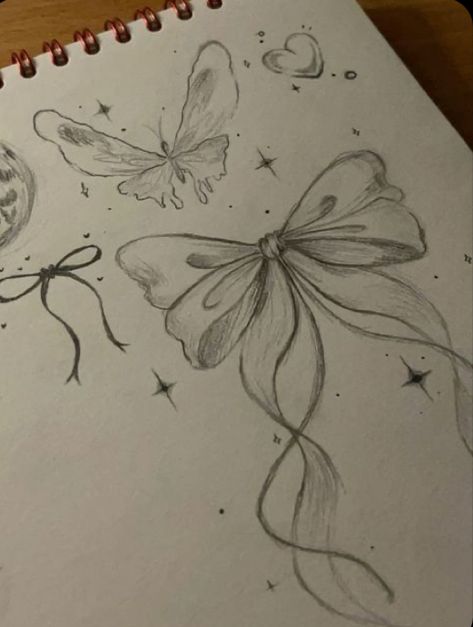 Pretty Butterflies Drawing, Butterfly Pencil Art, Butterfly Art Sketch, Heart And Flowers Painting, Creative Sketches Ideas Pencil, Pretty Butterfly Drawings, Easy Doodle Art Drawing Aesthetic, Sketch Ideas Aesthetic Vintage Easy, Flowers And Butterflies Drawing