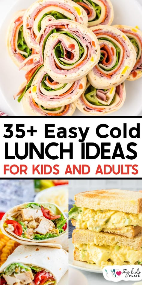 These easy cold lunch ideas are perfect for both kids and adults. Pack these delicious recipes in your lunchbox for school or work, for your next picnic, for a potluck lunch or just make to enjoy at home! Picnic Lunches For Adults, Teenage Lunches Ideas, Easy Lunch Ideas For Teens At Home, Lunches To Pack For Work, Fun School Snacks, Easy Cold Lunch Ideas, Cold Lunch Ideas For Kids, Lunchbox For School, Easy And Healthy Lunch Ideas