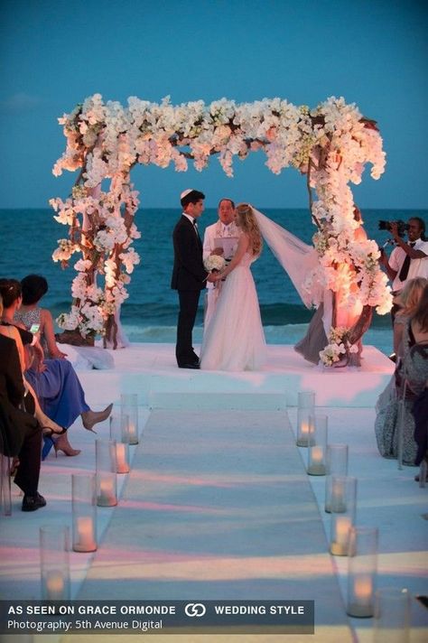 The Beach At Night, Beach Wedding Arch, Sunset Beach Weddings, Dream Beach Wedding, Beach At Night, Destination Wedding Mexico, Beach Wedding Inspiration, Wedding Beach Ceremony, Wedding Scene