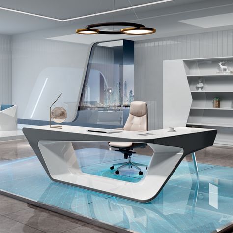 Corner Office Table, Office Desk L Shape, Ceo Office Design Luxury Modern, Luxury Office Desk, Desk L Shape, Ceo Office Design, Office Desk White, White Office Desk, Office Desk Modern