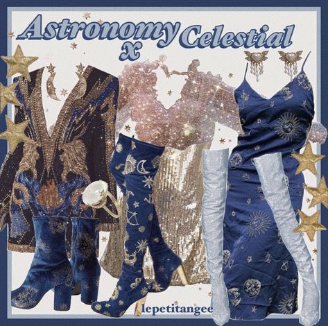 Formerly @lepetitangee on instagram! Moving everything to Pinterest! Space Academia, Cosmic Core, Celestial Clothing, Celestial Aesthetic, Space Outfit, Mood Clothes, Aesthetic Blue, Themed Outfits, Fantasy Fashion