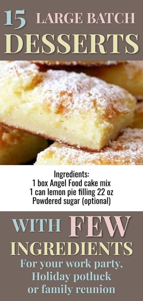 Large Batch Desserts, Easy Potluck Desserts, For A Crowd Recipes, Easy Desserts For A Crowd, Crowd Recipes, Quick And Easy Desserts, Desserts With Few Ingredients, Easy Potluck, Brunch Cake