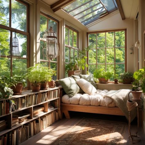 Greenhouse Solarium, Small Enclosed Porch, Library Goals, Sunroom Remodel, Sunroom Decor, Small Sunroom, Future Library, Sunroom Decorating, Enclosed Porches