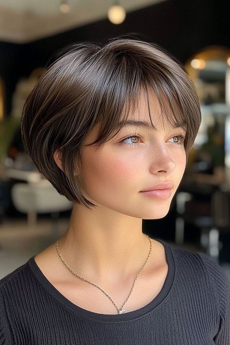 30 Trendsetting Bixie Haircuts to Try Right Now Layered Bob Haircuts For Thick Hair, Short Layered Bob Haircuts With Bangs, Short Bobcut Hairstyles, Short Bob Wispy Bangs, Long Pixie Bob Haircut With Bangs, "bixie" Haircut Fine Hair, Short Cut For Thinning Hair, Asian Pixie Haircut, Short Hair Low Maintenance