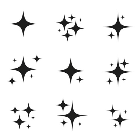 Set of original vector stars sparkle firework, decoration twinkle, shiny flash icon. Vector Illustration Flash Icon, Sparkle Icon, Effect Star, Sparkle Png, Sparkle Tattoo, Star Logo Design, Black Illustration, Star Illustration, Flash Design