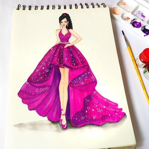 This drawing video available on YouTube channel on Asmita Art Party Wear Drawing, Fashion Illustration Sketches Dresses Gowns Beautiful, Party Wear Illustration Sketches, Party Dress Drawing, Bride Fashion Illustration, Sofia Ferreira, Fashion Croquis, Gown Drawing, Party Wear Gowns