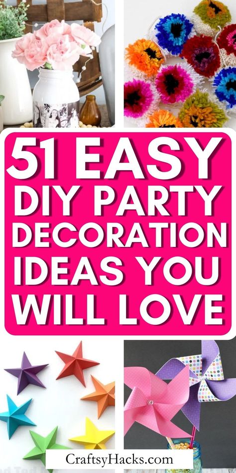 Elevate your next celebration with these DIY party decorations, perfect for adding a personalized touch to any event! Explore easy craft ideas and decor inspiration to bring your party themes to life. Homemade Birthday Party Decorations, Cheap Prom Decorations Diy, Summer Event Decor, Cheap Prom Decorations, Easy Diy Party Decorations, Diy Decorations Party, Diy Birthday Decor, Diy Birthday Party Decorations, Friendship Dynamics