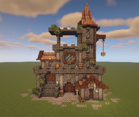 Blueprints Minecraft, Mini Castle, Minecraft Kingdom, Minecraft Steampunk, Build Minecraft, Houses Minecraft, Minecraft Structures, Bangunan Minecraft, Minecraft Farm