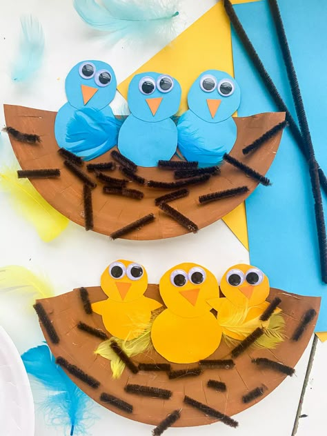 19 EASY Bird Crafts for Kids (2023) - ABCDee Learning May Crafts For Toddlers, Bird Crafts For Kids, Bird Crafts Preschool, Crafts 2024, Bird Nest Craft, Art Craft For Kids, May Crafts, Easy Bird, Nest Art