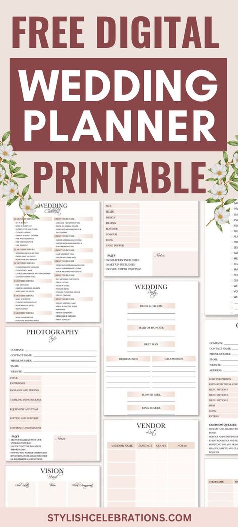 Free Digital Wedding Planner Printable Wedding Planner Checklist Free, Wedding Planner Checklist Printable, Wedding Coordinator Checklist, Planning Printables Free, Wedding Guide Checklist, Wedding Planning Checklist Detailed, Wedding Planning Checklist Printable, Free Wedding Planner Printables, Wedding Planner Printable