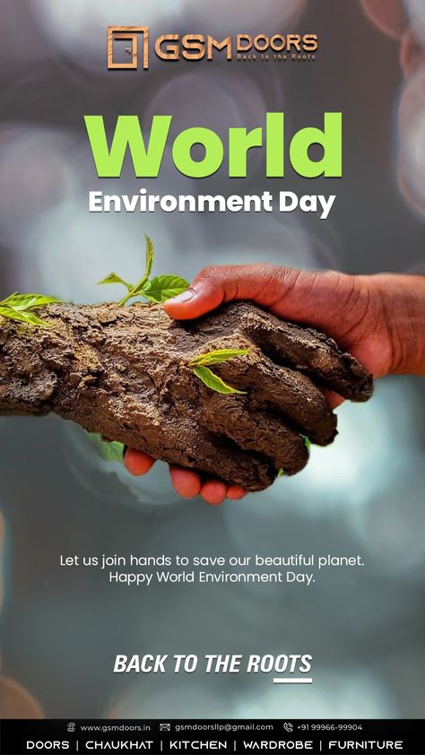 World Environment Day is a reminder that we must take good care of Earth. Let's promise to make our planet greener for us to enjoy life. Happy World Environment Day! #GSMdoors #WorldEnvironmentDay #worldenvironmentday2022 #environmentday #OnlyOneEarth #nature #savenature #savetheenvironment #green #greenary #greenplanet #gogreen World Nature Day, Happy World Environment Day, Medical Website Design, World Earth Day, Photoshop Tutorial Typography, World Movies, Photoshop Tutorial Design, Graphic Design Ads, Environment Day