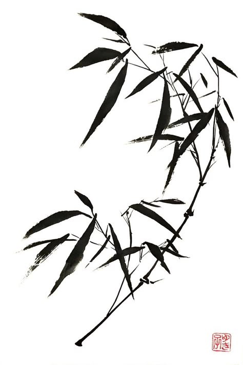 Bamboo Art Painting, Japanese Zen Art, Tattoo Lettering Design, Bamboo Tattoo, Zen Painting, Sumi E Painting, Japan Tattoo Design, Japanese Drawings, Bamboo Art