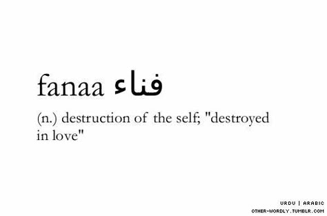 Fanaa (n). More Urdu Words With Meaning, Unique Words Definitions, Uncommon Words, Fancy Words, Weird Words, Unusual Words, Rare Words, Word Definitions, Words To Use