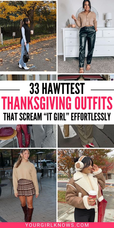 Looking for the perfect Thanksgiving outfit? Check out these cozy and stylish ideas! From chic sweaters to elegant dresses, we've got something for every festive occasion. Friendsgiving Outfits, Chic Thanksgiving Outfit, Women Thanksgiving Outfit, Thanksgiving Outfit Women Casual, Outfit Women Casual, Wear To A Concert, Casual Thanksgiving Outfits, Frat Party, Cute Thanksgiving Outfits